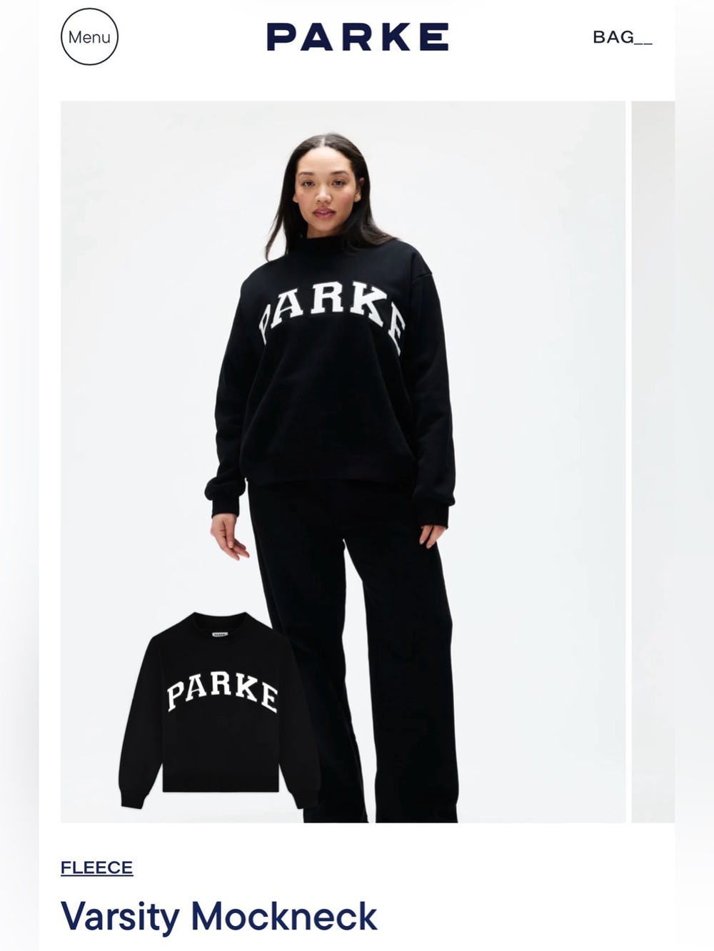 PARKE - Sold Out! - Black Varsity Mockneck Sweatshirt S/M